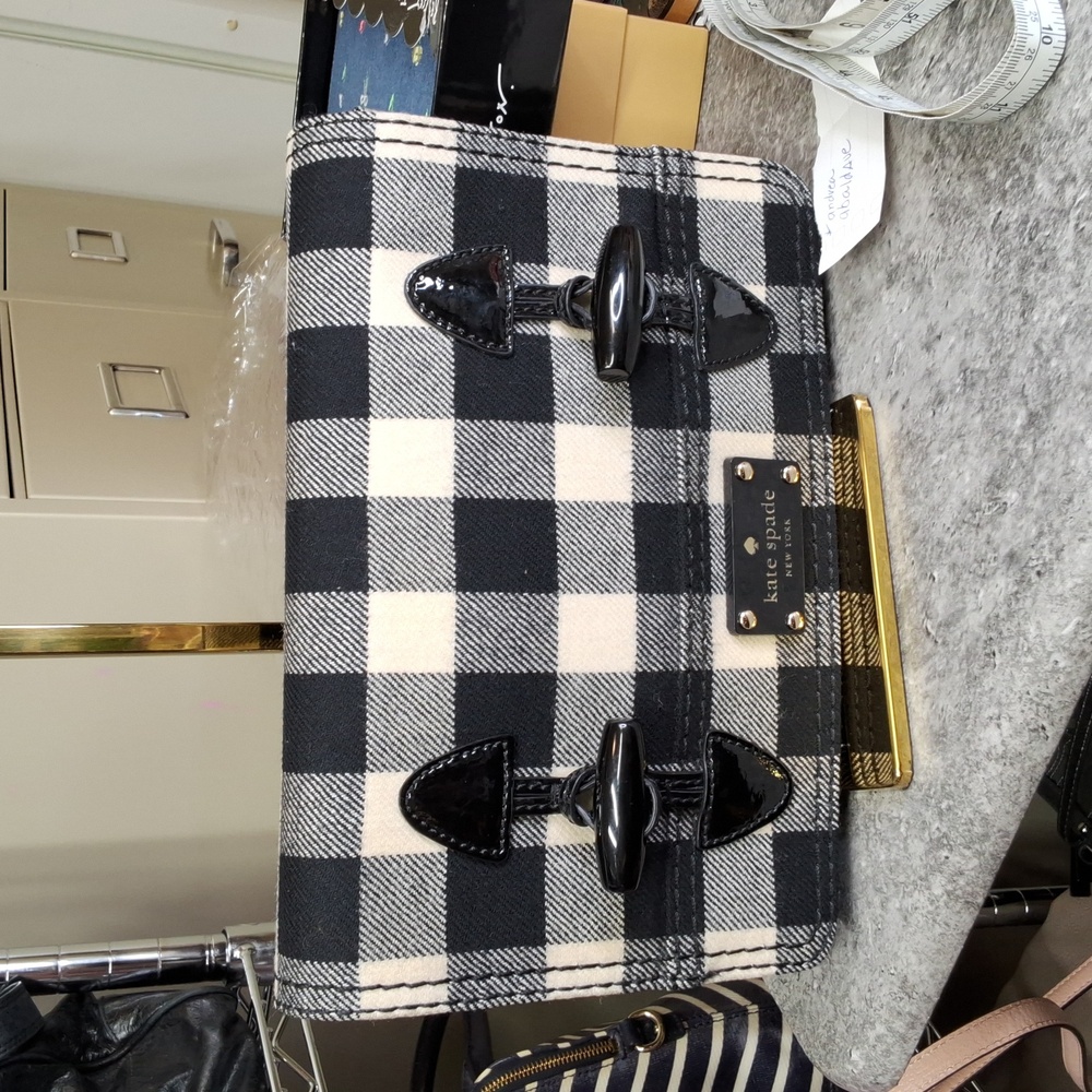 Kate Spade Black and White Checkered Crossbody Bag